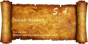 Surek Albert névjegykártya
